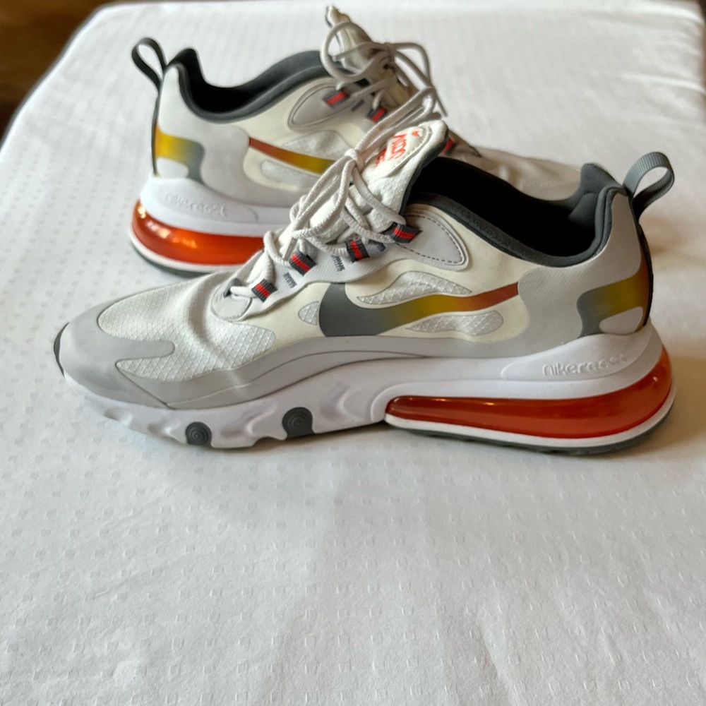 Nike Air Max 270 React Athletic Running Shoes - White/Metallic Gold - Men’s 9.5